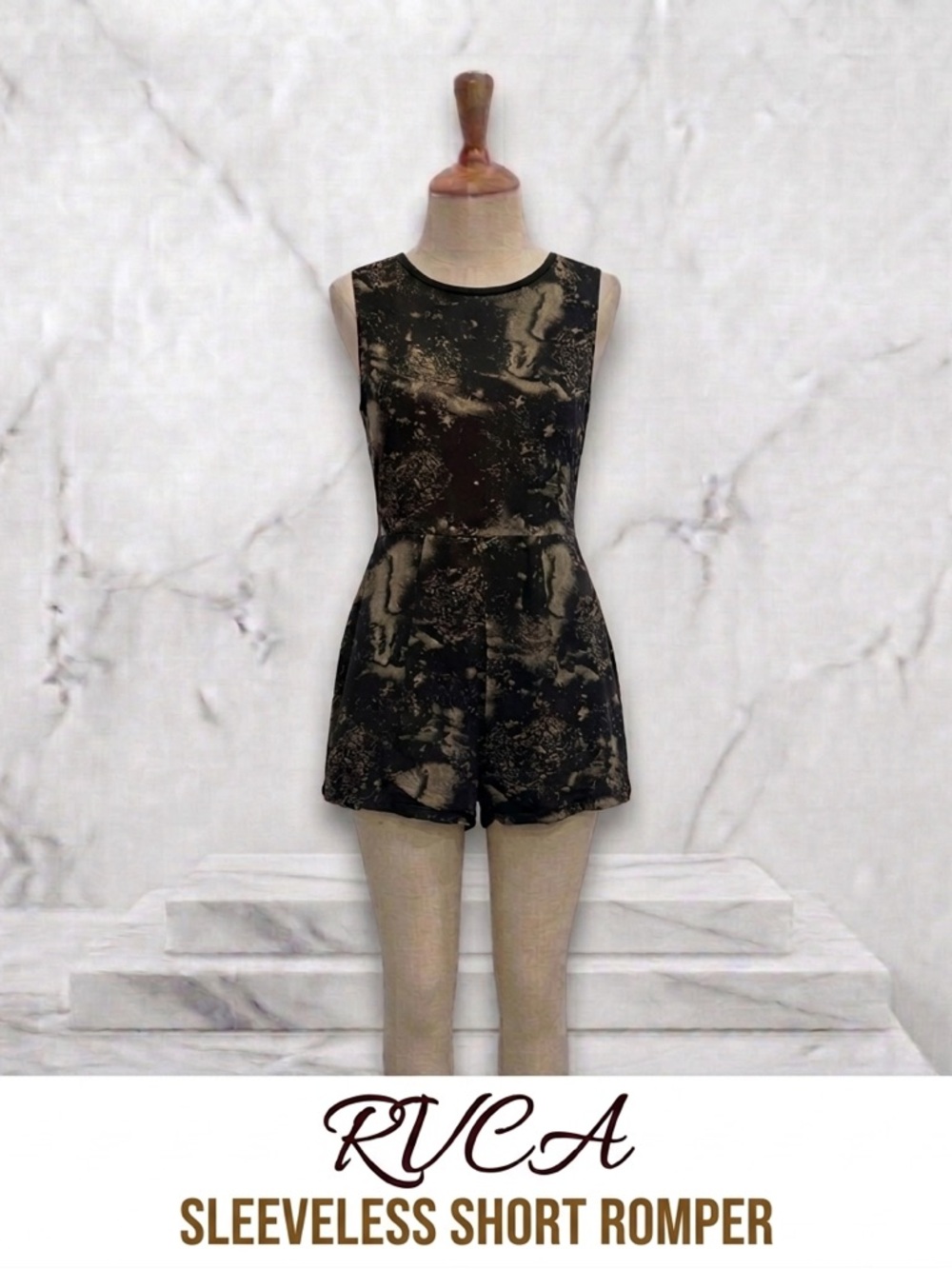 RVCA Black and Gray/Camel Patterned Romper Size S